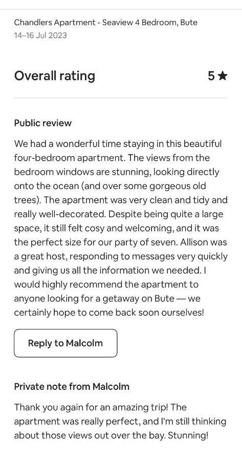 Chandlers Apartment Ascog Eksteriør bilde